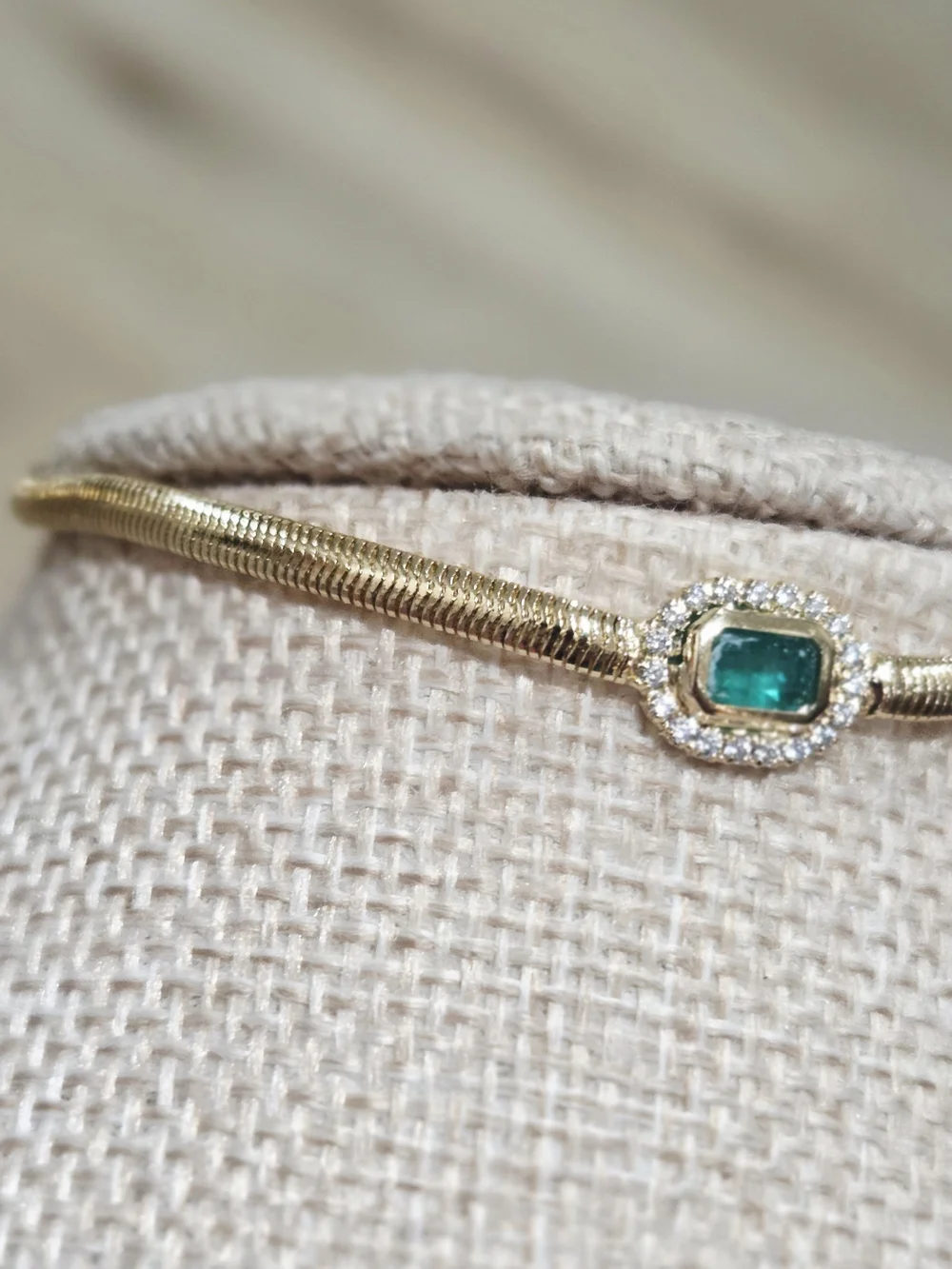 Gold Emerald Halo Bracelet - Green Gem Bracelet